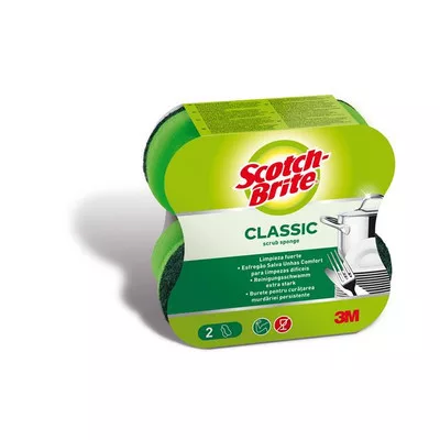 Mosogatószivacs, piskóta alakú, kézkímélő, 3M "Scotch-Brite" 2 db