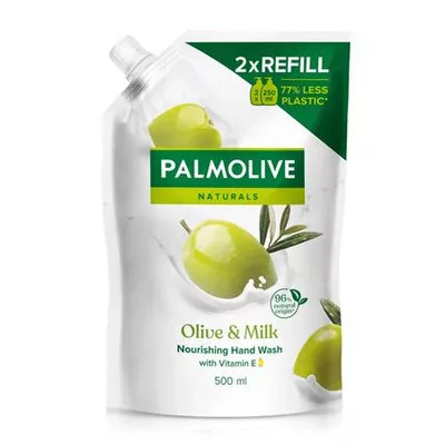 Folyékony szappan utántöltő, 0,5 l, PALMOLIVE Nourishing "Olive and milk" 0,5 liter