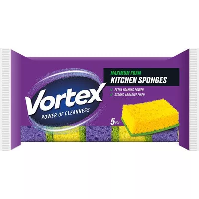 Mosogatószivacs, 5 db, VORTEX