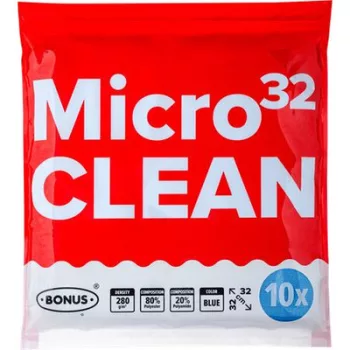   Törlőkendő, mikroszálas, univerzális, 10 db, 32x32 cm, BONUS "MicroCLEAN", kék