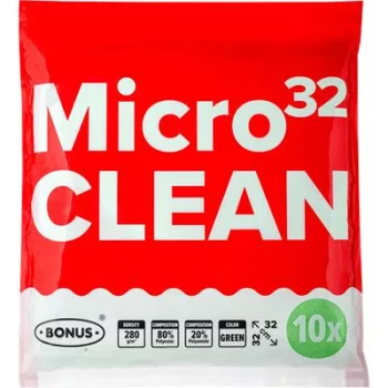   Törlőkendő, mikroszálas, univerzális, 10 db, 32x32 cm, BONUS "MicroCLEAN", zöld