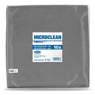Törlőkendő, mikroszálas, univerzális, 10 db, 32x32 cm, BONUS "MicroCLEAN", szürke