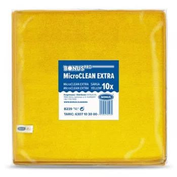  Törlőkendő, mikroszálas, univerzális, 10 db, 40x40 cm, BONUS "MicroCLEAN Extra", sárga
