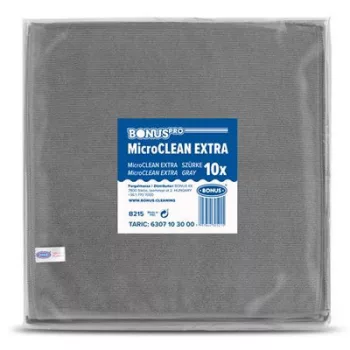   Törlőkendő, mikroszálas, univerzális, 10 db, 40x40 cm, BONUS "MicroCLEAN Extra", szürke
