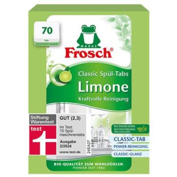 Mosogatógép tabletta, 70 db, FROSCH, zöldcitrom