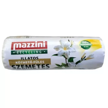   Szemeteszsák, újrahasznosított, köthető füles, illatosított, 35 l, 20 db, 49x60 cm, 10 µ, MAZZINI, virág illat