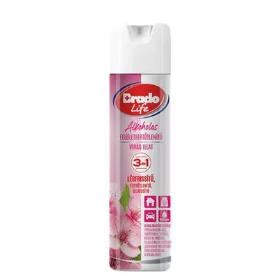 Felületfertőtlenítő és légfrissítő spray, 300 ml, BRADOLIFE, virág 0,3 liter