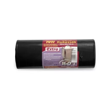   Szemeteszsák, 160 l, 10 db, 80x120 cm, 30 µ, TUTI "Extra", fekete