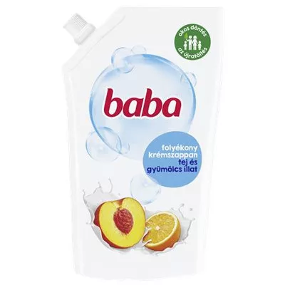 Folyékony szappan utántöltő, 0,5 l, BABA, tej és gyümölcs 0,5 liter