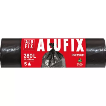   Szemeteszsák, 280 l, 5 db, 115x135 cm, 60 µ, ALUFIX, fekete