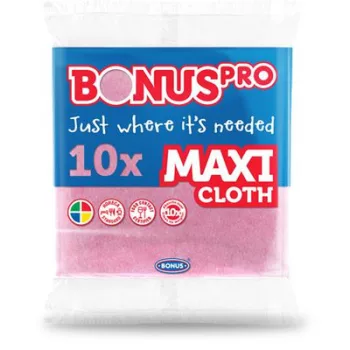   Törlőkendő, univerzális, 10 db, BONUS "MAXI", pink