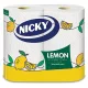 Kéztörlő, tekercses, 2 rétegű, 90 lap, "Nicky", citrom
