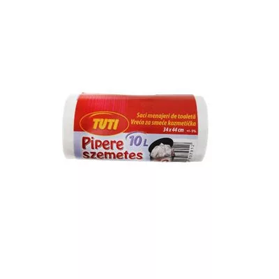 Szemeteszsák, pipere, 10 l, 40 db, 34x44 cm, 11 µ, TUTI, fehér