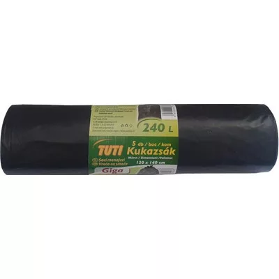 Nagykukazsák, 240 l, 5 db, 120x140 cm, 40 µ, TUTI "Giga", fekete