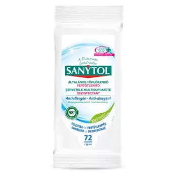   Fertőtlenítő törlőkendő, 36 db maxi/72 db standard, SANYTOL, antiallergén