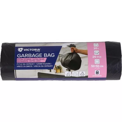 Szemeteszsák, extra erős, 20 l, 20 db, 50x50 cm, VICTORIA FACILITY