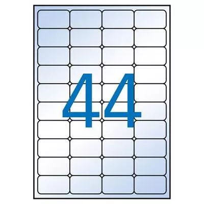Etikett, 48,5x25,4 mm, poliészter, kerekített sarkú, APLI, átlátszó, 440 etikett/csomag 10 lap