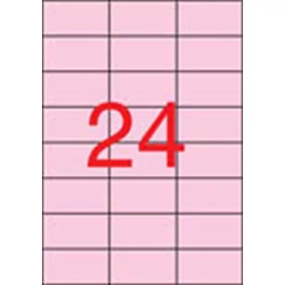 Etikett, 70x37 mm, színes, APLI, pasztell rózsaszín, 480 etikett/csomag 20 lap