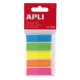 Jelölőcímke, műanyag, 5x25 lap, 12x45 mm, APLI, 5 szín 125 lap