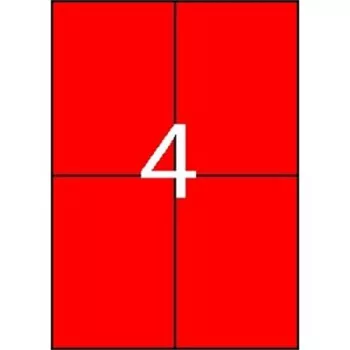   Etikett, 105x148 mm, színes, APLI, piros, 80 etikett/csomag 20 lap