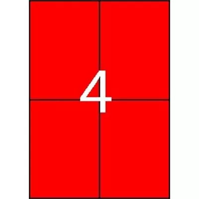 Etikett, 105x148 mm, színes, APLI, piros, 80 etikett/csomag 20 lap