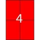Etikett, 105x148 mm, színes, APLI, piros, 80 etikett/csomag 20 lap