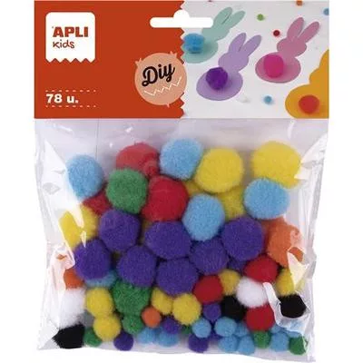 Pom-pom, APLI "Creative", vegyes színek (szín nem választható) 78 db