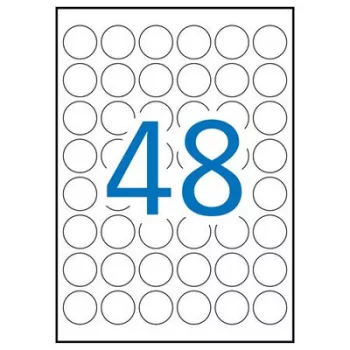   Etikett, 30 mm kör, poliészter, időjárásálló, fehér, APLI, 960 etikett/csomag 20 lap