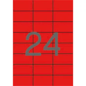   Etikett, 70x37 mm, színes, APLI, piros, 480 etikett/csomag 20 lap