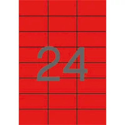Etikett, 70x37 mm, színes, APLI, piros, 480 etikett/csomag 20 lap
