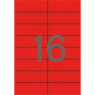 Etikett, 105x37 mm, színes, APLI, piros, 320 etikett/csomag 20 lap