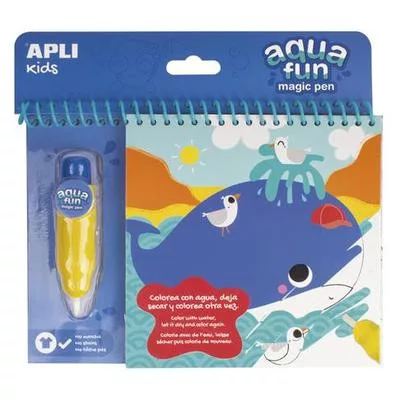 Színezőfüzet, vízbázisú, APLI Kids "Aqua Fun", tengeri állatok 1 db