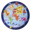 Puzzle, kör alakú, 48 darabos, APLI Kids "Circular Puzzle", világtérkép 1 db
