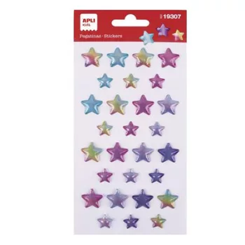   Matrica, domború, APLI Kids "Stickers", tündöklő csillagok 1 db
