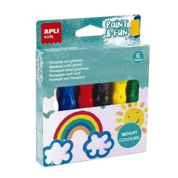   Tempera készlet, ecsetvégű tubusban, APLI Kids "Paint&Fun", 6 különböző szín 6 db