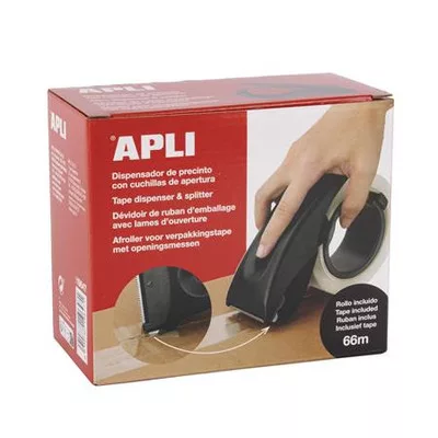 Csomagolószalag adagoló, beépített pengével, csomagolószalaggal, APLI, fekete 1 db