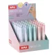Mini zseléstoll display, 0,5 mm, nyomógombos, APLI "Pocket Gel", vegyes pasztell színek (szín nem választható) 36 db