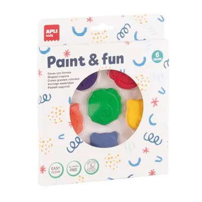 Zsírkréta, állat formájú, APLI Kids "Paint & fun", 6 különböző szín 6 db