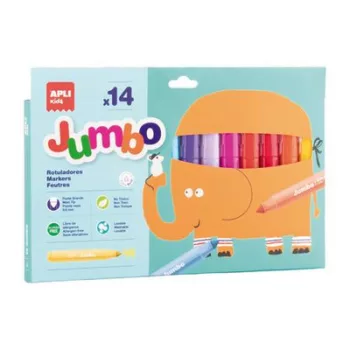   Filctoll készlet, 9,6 mm, kimosható, vastag, APLI Kids "Jumbo", 14 különböző szín 14 db