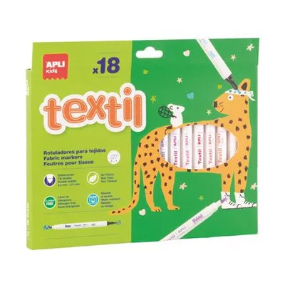 Textilfilc, 2,5-4,2 mm, kétvégű, APLI Kids "Textile", 18 különböző szín 18 db
