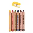 Színes ceruza készlet, vastag, hegyezővel, 3 az 1-ben, APLI Kids "Baby Crayon", 6 különböző szín 6 db