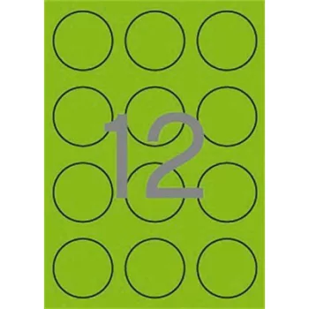  Etikett, 60 mm kör, színes, APLI, neon zöld, 240 etikett/csomag 20 lap