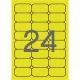 Etikett, 64x33,9 mm, színes, kerekített sarkú, APLI, neon sárga, 480 etikett/csomag 20 lap