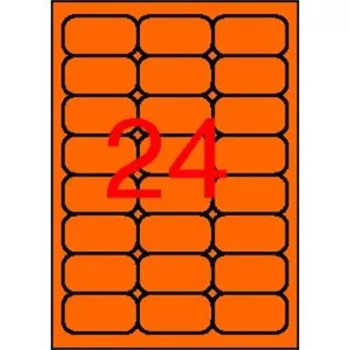   Etikett, 64x33,9 mm, színes, kerekített sarkú, APLI, neon narancs, 480 etikett/csomag 20 lap