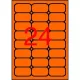 Etikett, 64x33,9 mm, színes, kerekített sarkú, APLI, neon narancs, 480 etikett/csomag 20 lap