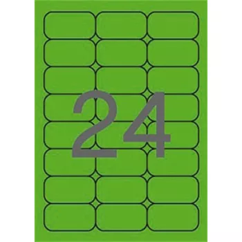   Etikett, 64x33,9 mm, színes, kerekített sarkú, APLI, neon zöld, 480 etikett/csomag 20 lap