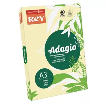   Másolópapír, színes, A3, 80 g, REY "Adagio", pasztell sárga (500 lap/csomag)
