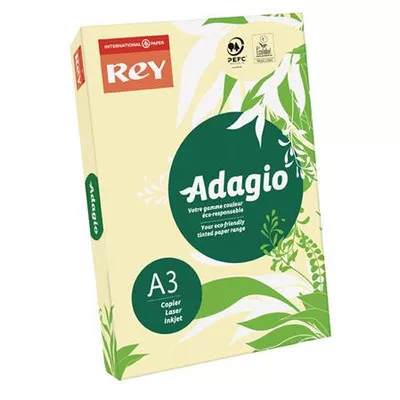 Másolópapír, színes, A3, 80 g, REY "Adagio", pasztell sárga (500 lap/csomag)