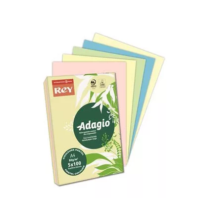 Másolópapír, színes, A4, 80 g, 5x100 lap, REY "Adagio", pasztell mix 500 lap