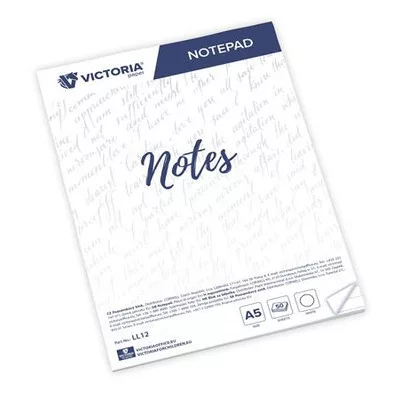 Jegyzettömb, A5, 5x50 lap, vonalas, VICTORIA OFFICE, fehér 250 lap